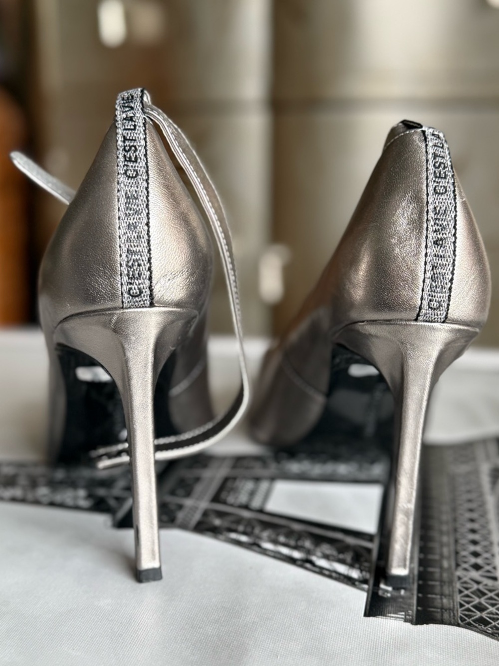 Metallic Silver Pointed-Toe High Heels - Picture 4 of 11